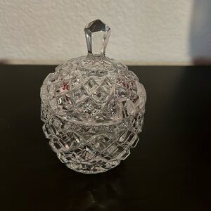 Elegant Diamond Cut Design Lead Crystal Sugar Bowl